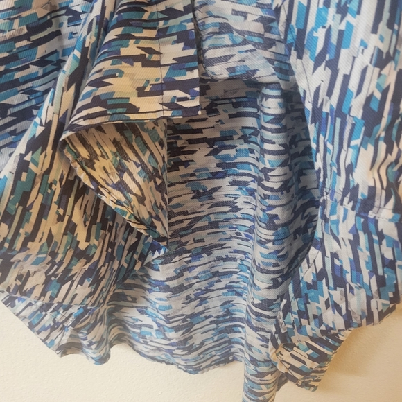 Calvin Klein Pixelated Mosaic Blue Button Down Shirt - Picture 9 of 13